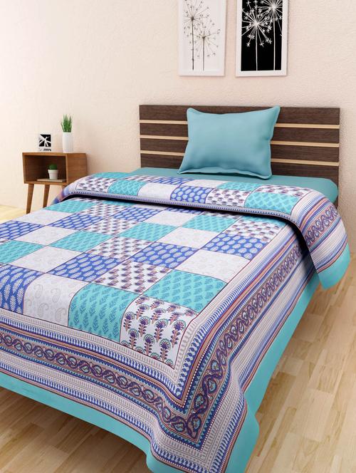 cotton jaipuri traditional single bed sheet - 10073372 - Very Small Image - 1