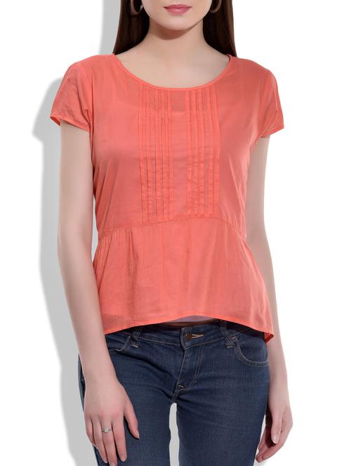 orange cotton peplum top - 10075835 - Very Small Image - 1
