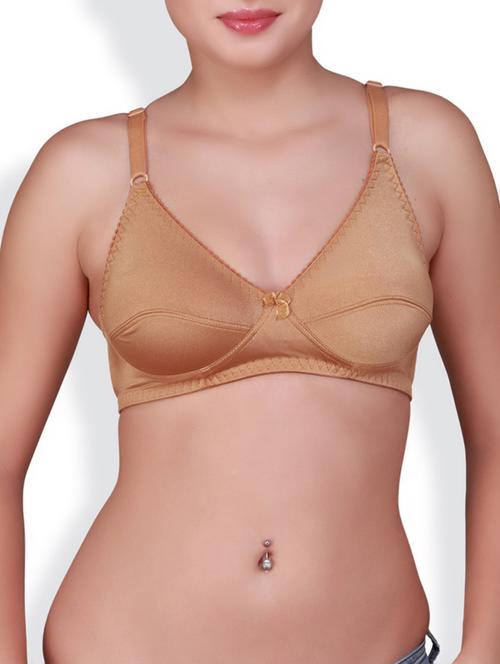 brown cotton regular bra - 10078065 - Very Small Image - 1