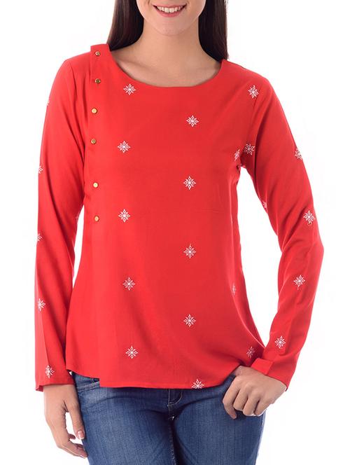 red rayon top - 10079594 - Very Small Image - 1