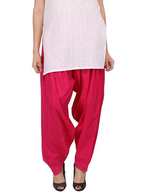 fuchsia cotton salwars - 10080683 - Very Small Image - 1