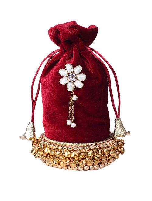 maroon velvet potli - 10080723 - Very Small Image - 1