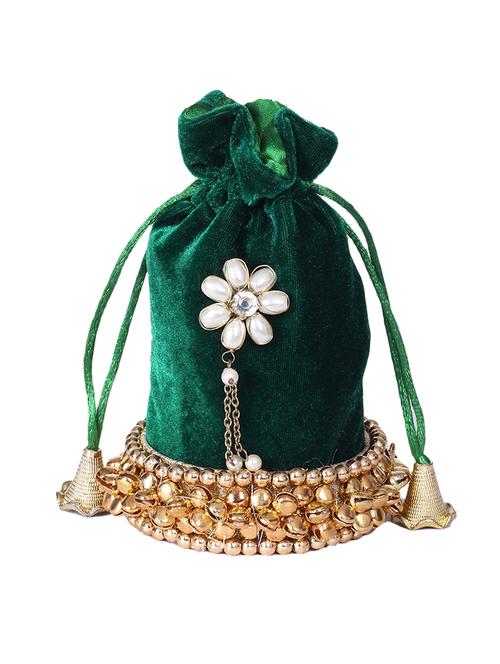 green velvet potli - 10080725 - Very Small Image - 1