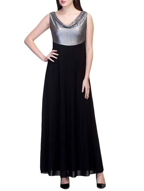 cowl neck color block maxi dress - 10081672 - Very Small Image - 1