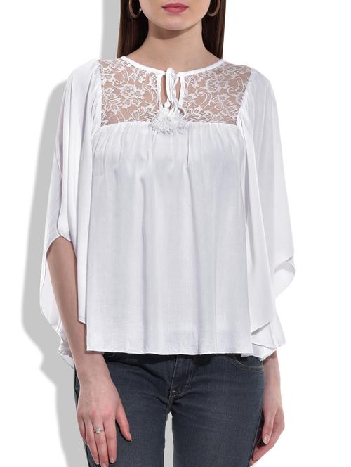 white polyester blouson top - 10081986 - Very Small Image - 1