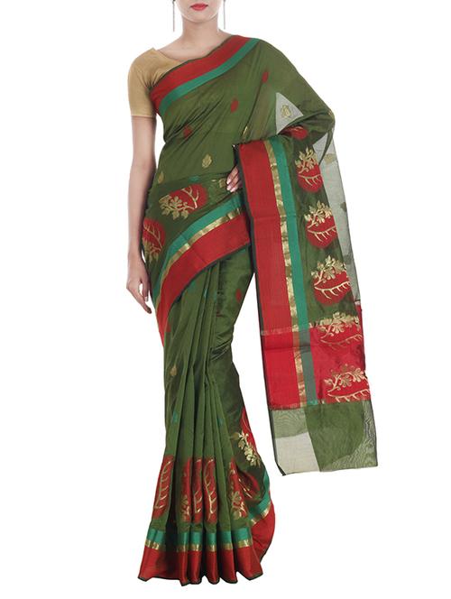banarasi silk saree with zari weaving from zain textiles - 10082683 - Very Small Image - 1