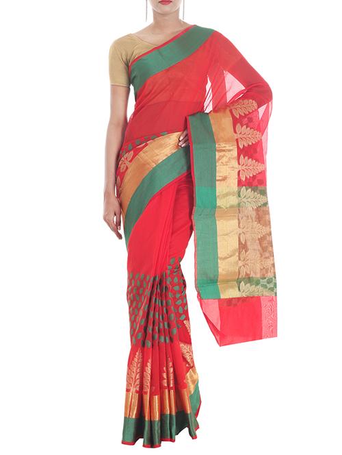 banarasi silk saree with zari weaving from zain textiles - 10082686 - Very Small Image - 1