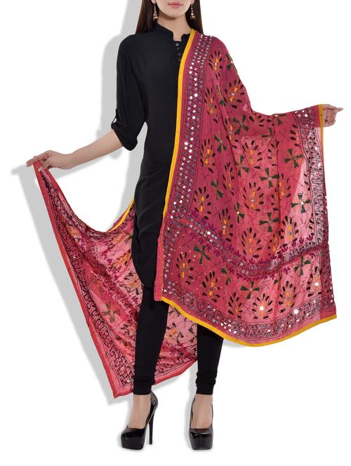 pink poly georgette dupatta - 10083111 - Very Small Image - 1