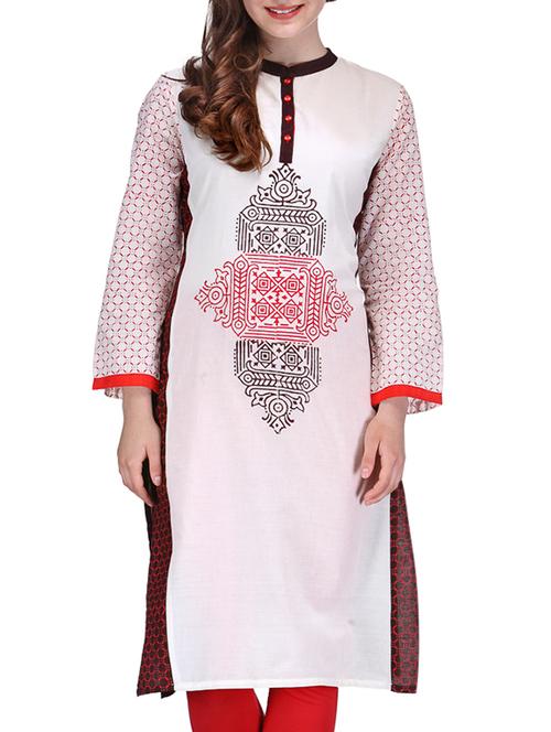 cream cotton kurta - 10086505 - Very Small Image - 1