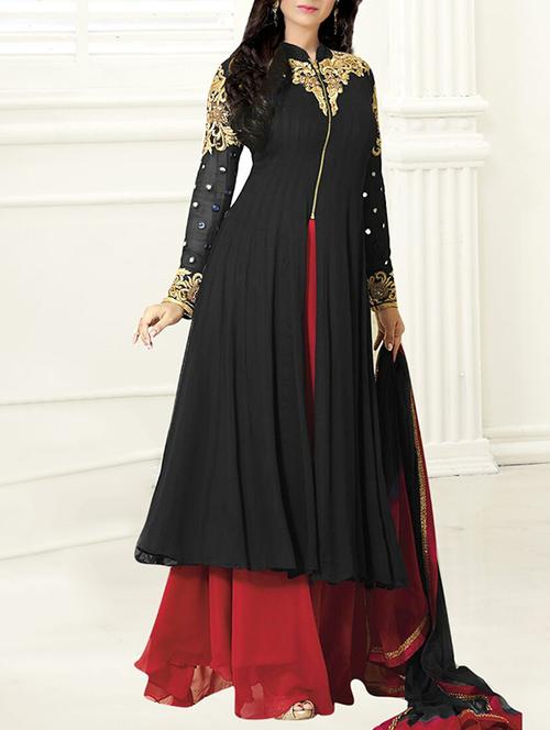 black georgette dress material - 10090386 - Very Small Image - 1