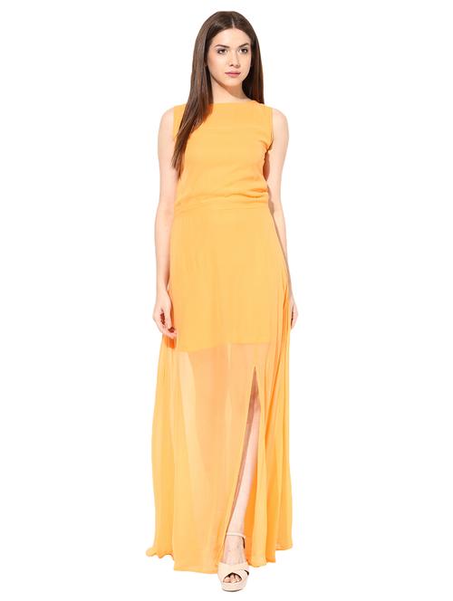 cutout back side slit dress - 10095713 - Very Small Image - 1
