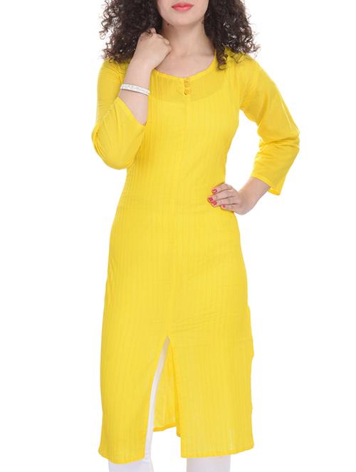 yellow cotton kurta - 10098958 - Very Small Image - 1
