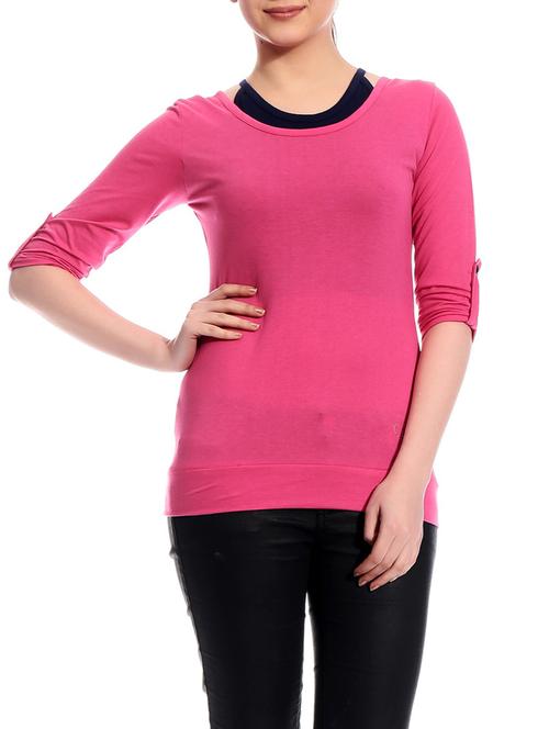 quarter sleeves cotton knit top - 1009897 - Very Small Image - 1