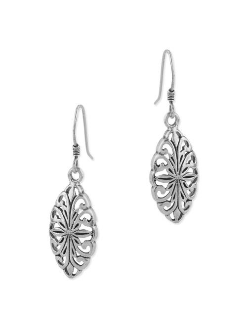 Leaf Shaped Sterling Silver Dangler Earrings - 1010017 - Very Small Image - 1