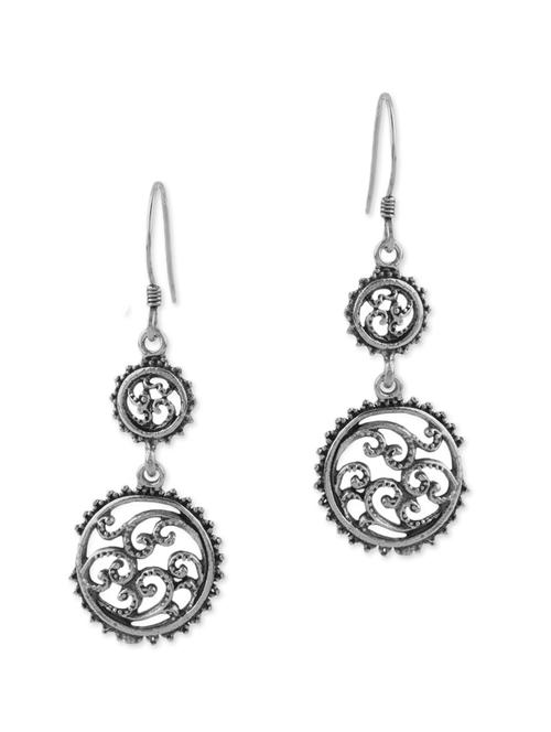 Round Sterling Silver Dangler Earrings - 1010039 - Very Small Image - 1