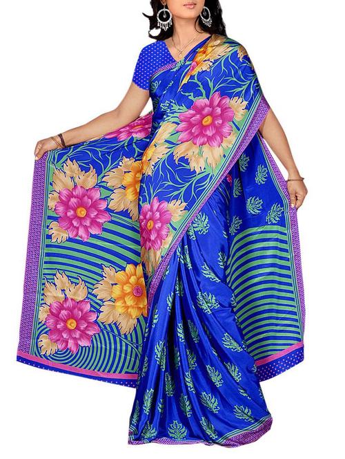 blue crepe saree - 10103184 - Very Small Image - 1