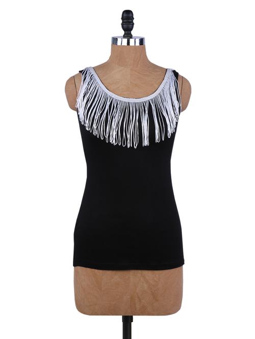  tassel trims sleeveless viscose top - 1010543 - Very Small Image - 1