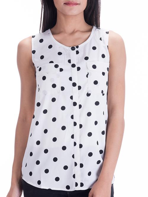 white poly crepe top - 10110034 - Very Small Image - 1