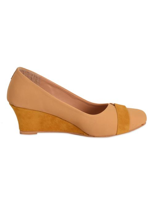 beige leatherette  wedges - 1011166 - Very Small Image - 1