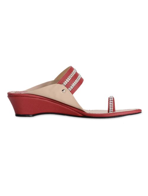 red embellished leatherette sandals - 1011197 - Very Small Image - 1