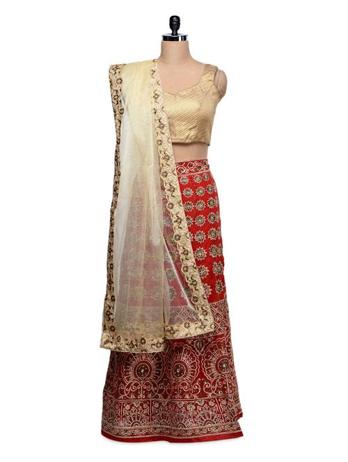 Embroidered Georgette lehenga set - 1011209 - Very Small Image - 1