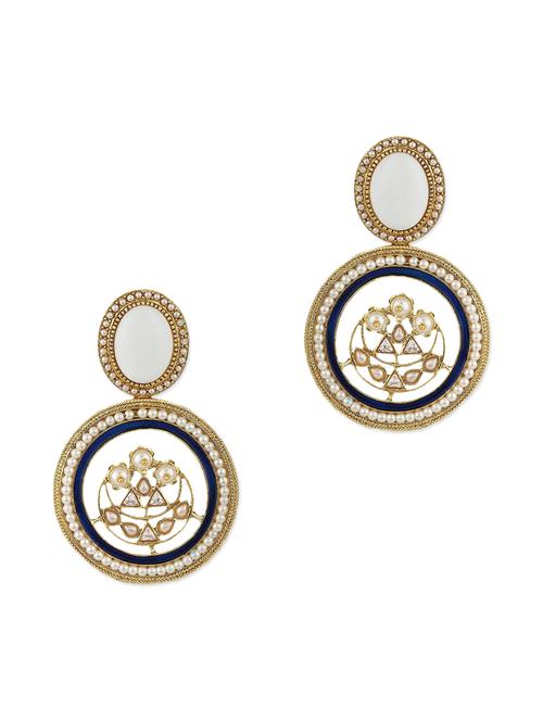 adwitiya collection 24k gold plated royal blue embellished earrings - 10119317 - Very Small Image - 1