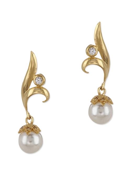 gold metal drop earrings - 10119495 - Very Small Image - 1