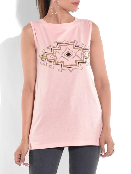 pink printed cotton tunic - 10123168 - Very Small Image - 1