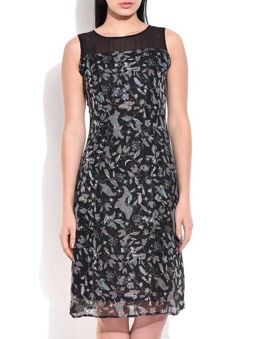 black, white, grey poly georgette dress - 10123177 - Very Small Image - 1