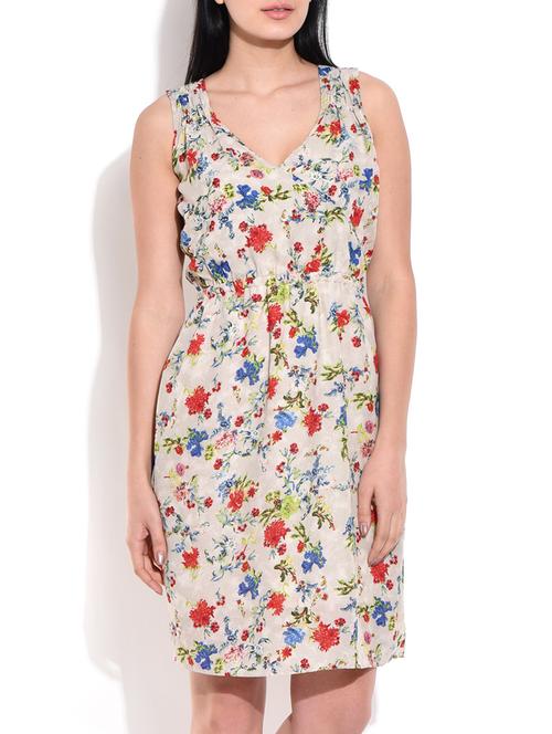 cream poly crepe dress - 10123198 - Very Small Image - 1