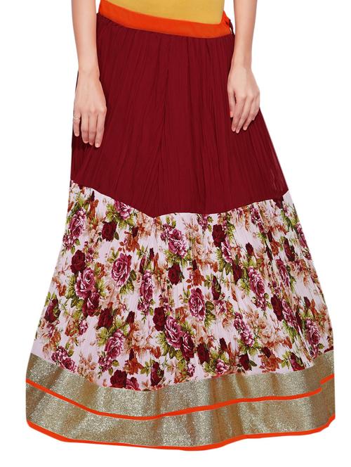 floral printed flared crush skirt - 10124008 - Very Small Image - 1