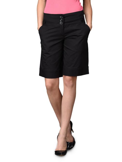 solid black cotton silk blend shorts - 1012517 - Very Small Image - 1