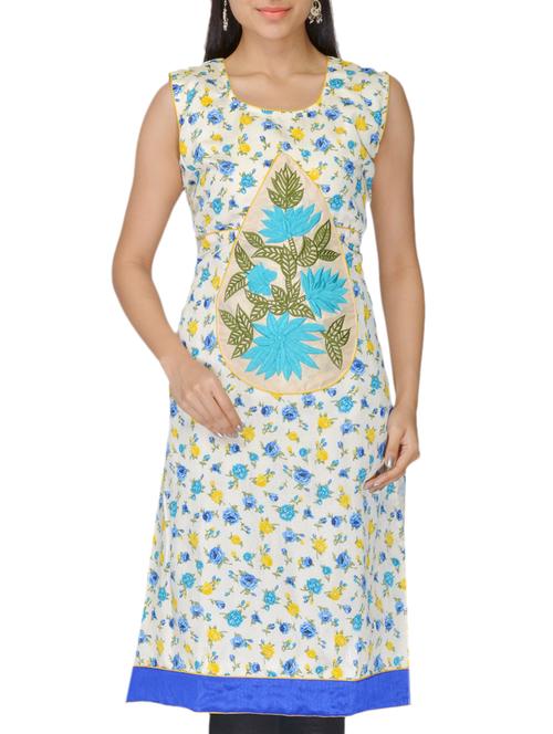 cream art silk kurti - 10126738 - Very Small Image - 1
