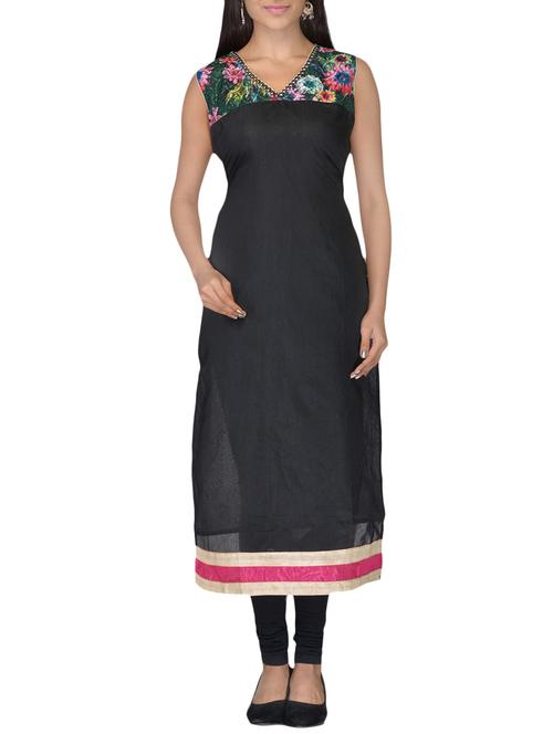 black chanderi kurti - 10126801 - Very Small Image - 1