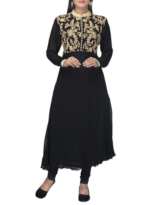 black faux georgette kurti - 10126965 - Very Small Image - 1