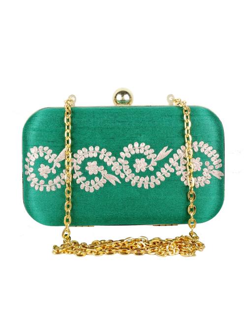 green silk clutch - 10128603 - Very Small Image - 1