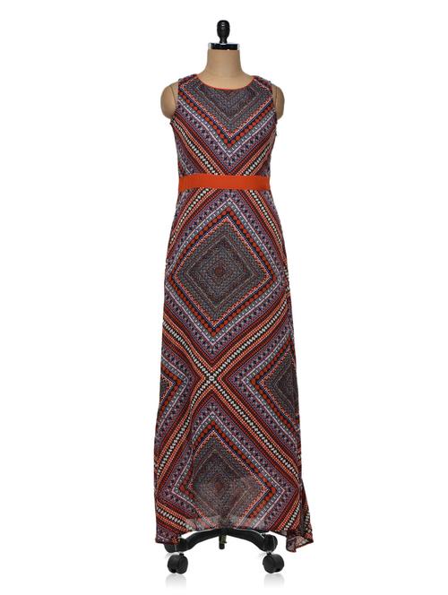 aztec polygeorgette maxi dress - 1012906 - Very Small Image - 1