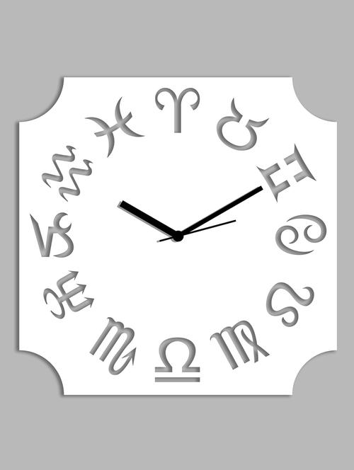 white acrylic clock with Zodiac cutwork digits - 1012965 - Very Small Image - 1