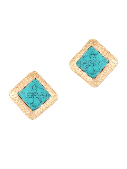 turquoise stone embellished studs - 1013360 - Very Small Image - 1