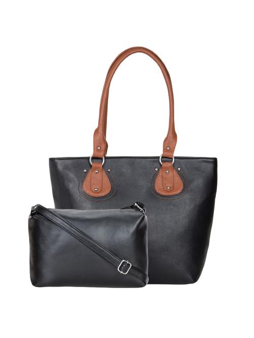 black leatherette handbag with pouch - 10135713 - Very Small Image - 1