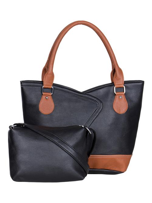 black leatherette handbag with pouch - 10135717 - Very Small Image - 1