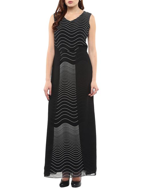 black and white georgette layered dress - 10138705 - Very Small Image - 1