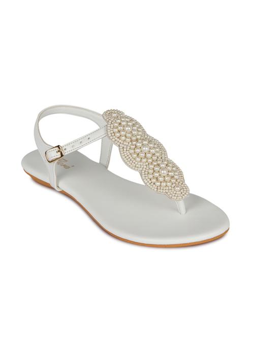 white faux leather ankle strap sandals - 10139428 - Very Small Image - 1