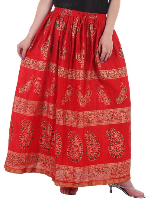red cotton skirts - 10139746 - Very Small Image - 1