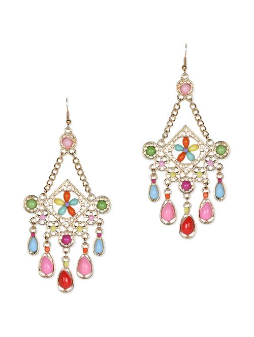 multicolour gemstone embellished dangler earrings - 1014388 - Very Small Image - 1
