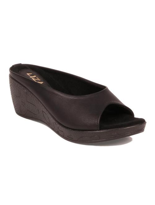 black leatherette slip on wedge - 10148120 - Very Small Image - 1