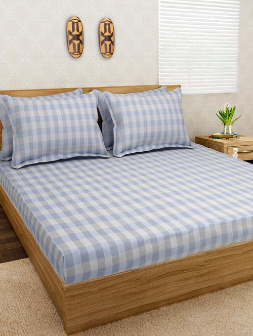 jersey dreams checks knit fitted bedsheet set - 10148575 - Very Small Image - 1