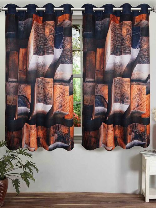 lushomes  wooden blocks polyster blackout curtains with 8 metal eyelets for windows - 10152654 - Very Small Image - 1