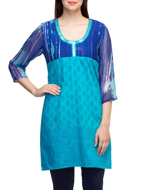 BABAJI STYLE blue georgette kurta - 10157380 - Very Small Image - 1