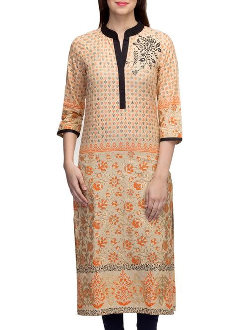 BABAJI STYLE orange Cotton kurta - 10157385 - Very Small Image - 1